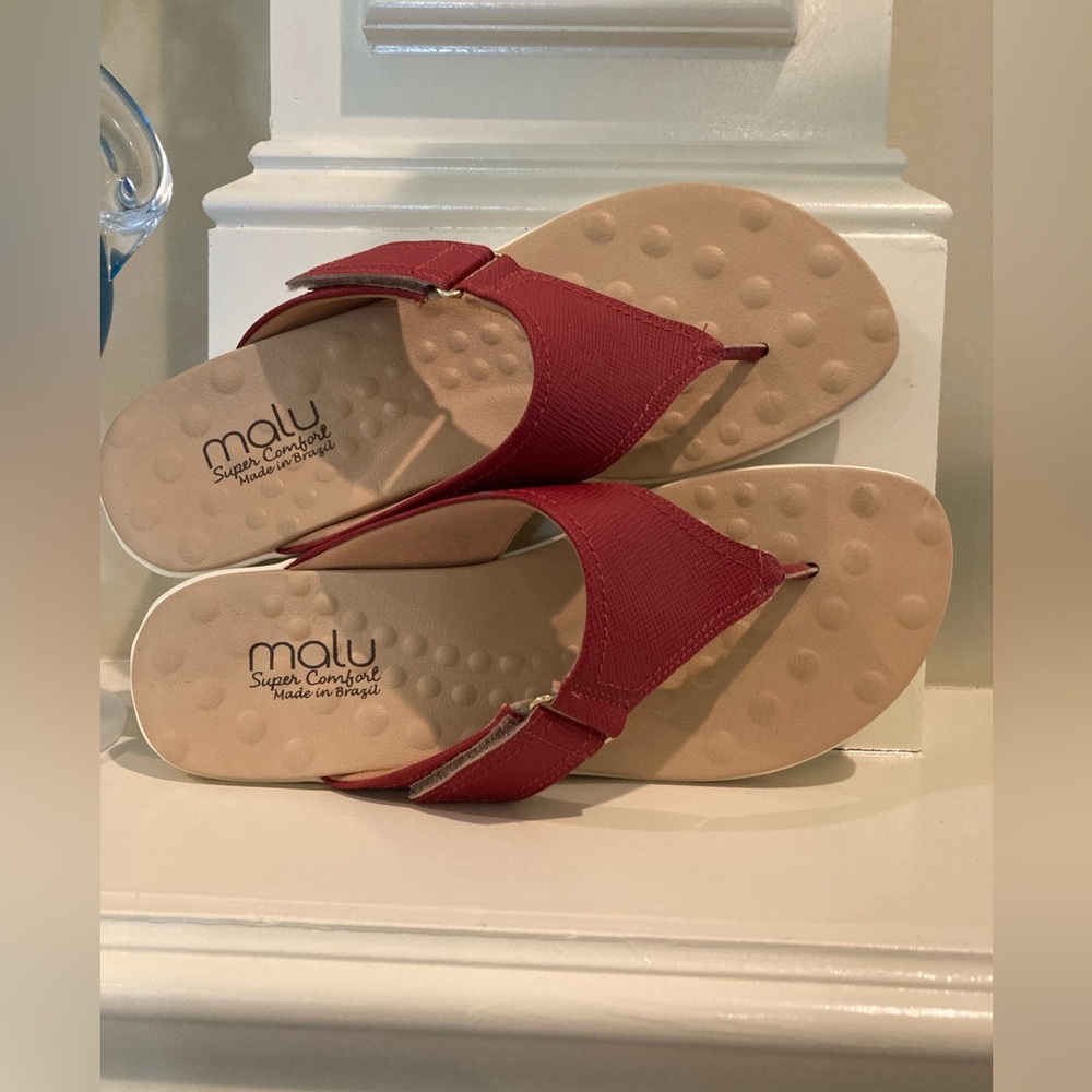 Malu Super Comfort Red Flip Flop Sandals - Picture 7 of 11
